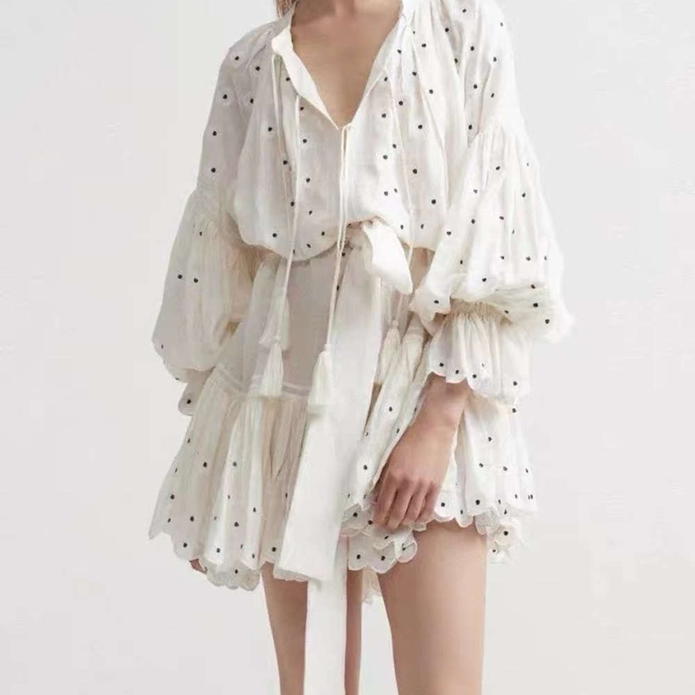 Acler Cream Dress with Black Embroidery